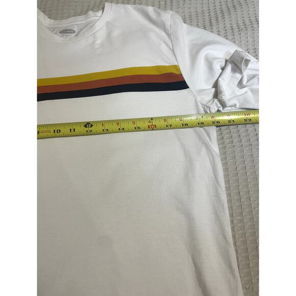 Old Navy Striped Retro Soft Washed White Long Sleeve Crew Neck Men's Tee Medium - Picture 8 of 8
